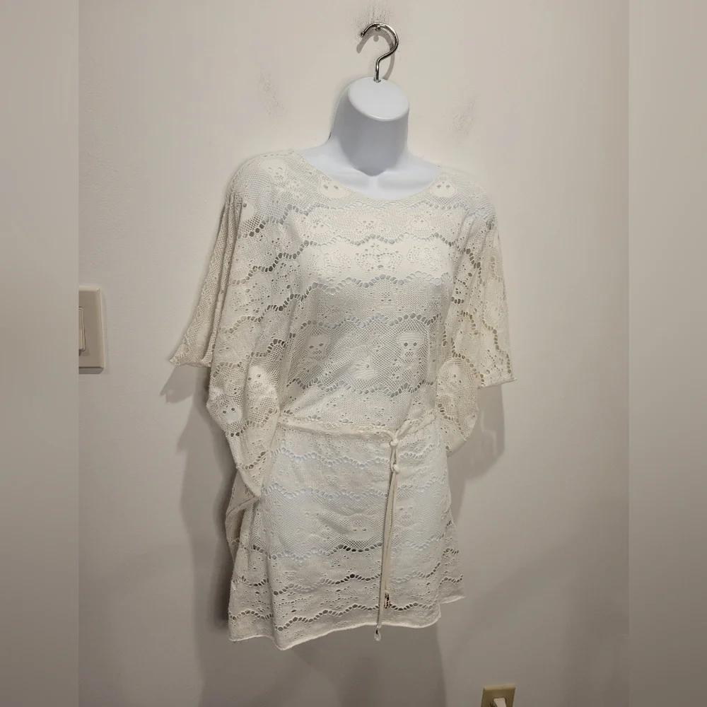 Letarte Handmade Size M White Skull Lace Beach Swim Cover Up - Picture 1 of 6